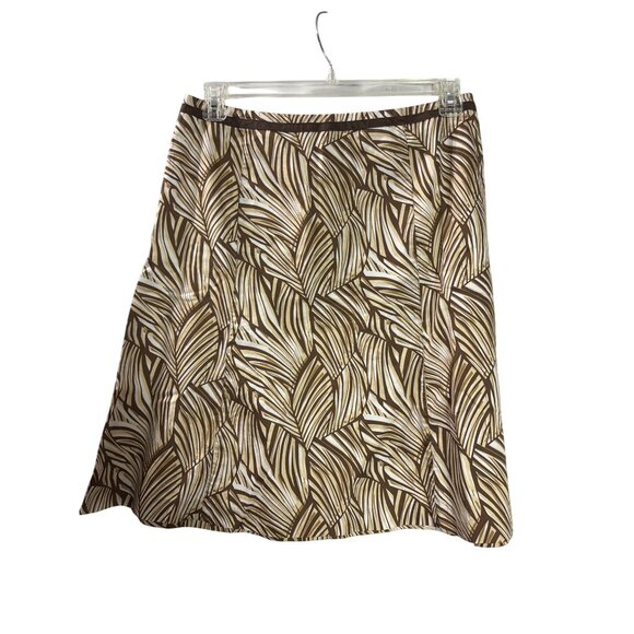 Vintage Y2K Talbots Womens Size 12 Neutral Leaf Print A-Line Cotton Skirt - Picture 2 of 5